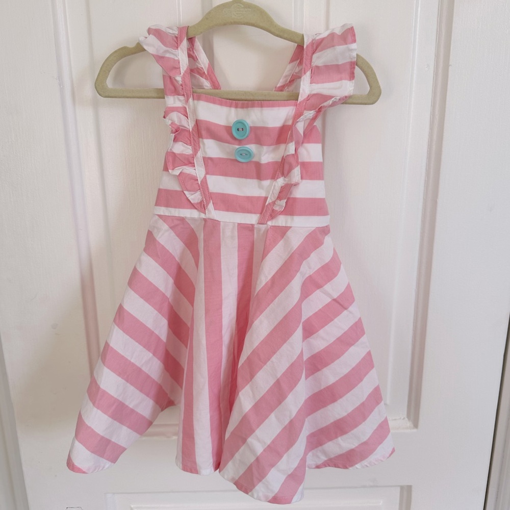 Eleanor Rose pink stripe dress size 18 months